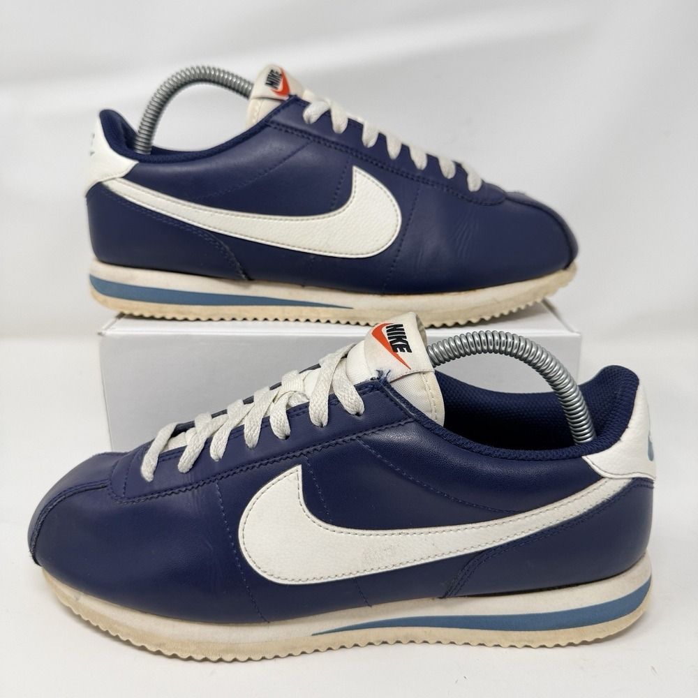 NIKE Cortez Mens Size 8 Midnight Navy Blue Leather OG Classic Sneaker DM4044-400